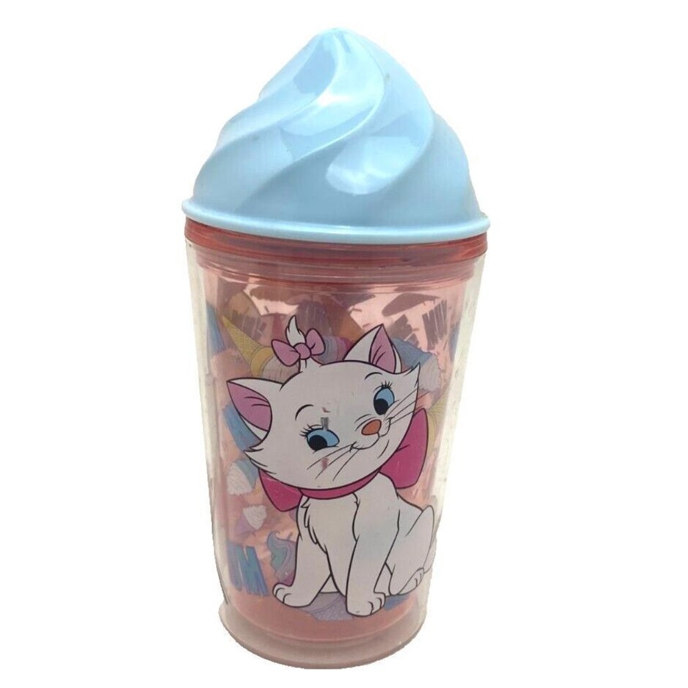 Disney Marie Aristocats Tumbler Plastic‎ Cup Ice Cream Lid No Straw